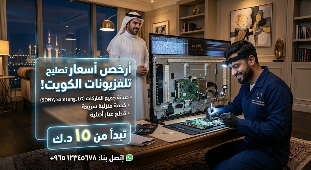 أرخص أسعار تصليح تلفزيونات الكويت من فني تصليح شاشات بالمنزلات 